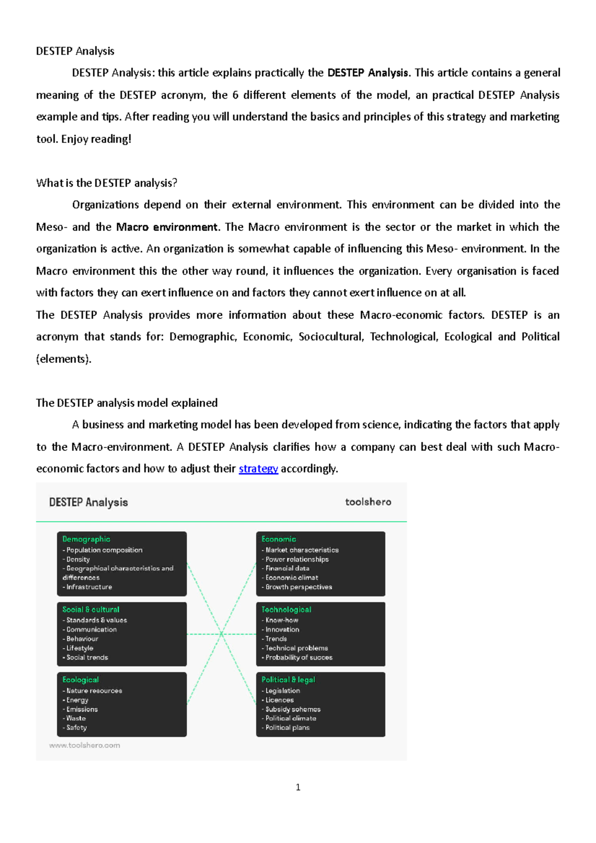 Destep Analysis - for my assignment - DESTEP Analysis DESTEP Analysis ...