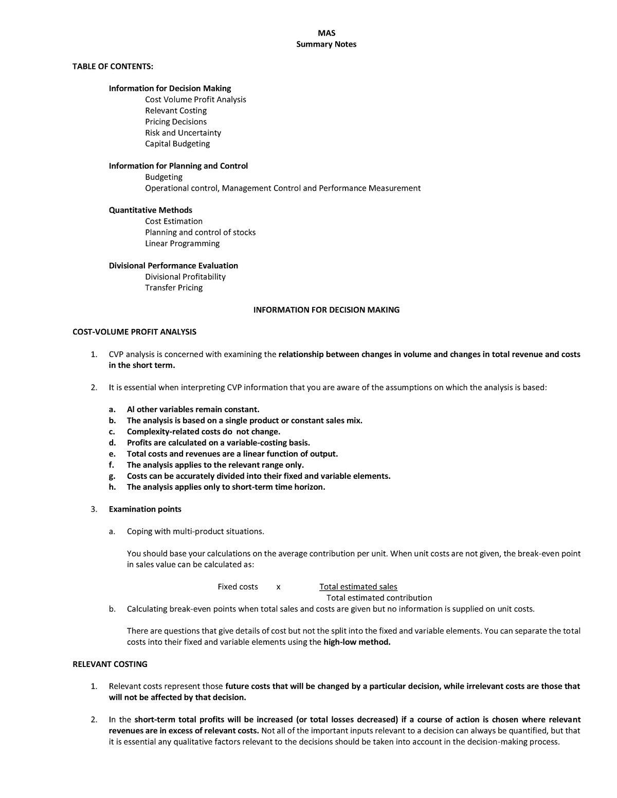 438542680 MAS Summary Notes 2020 - MAS Summary Notes TABLE OF CONTENTS ...