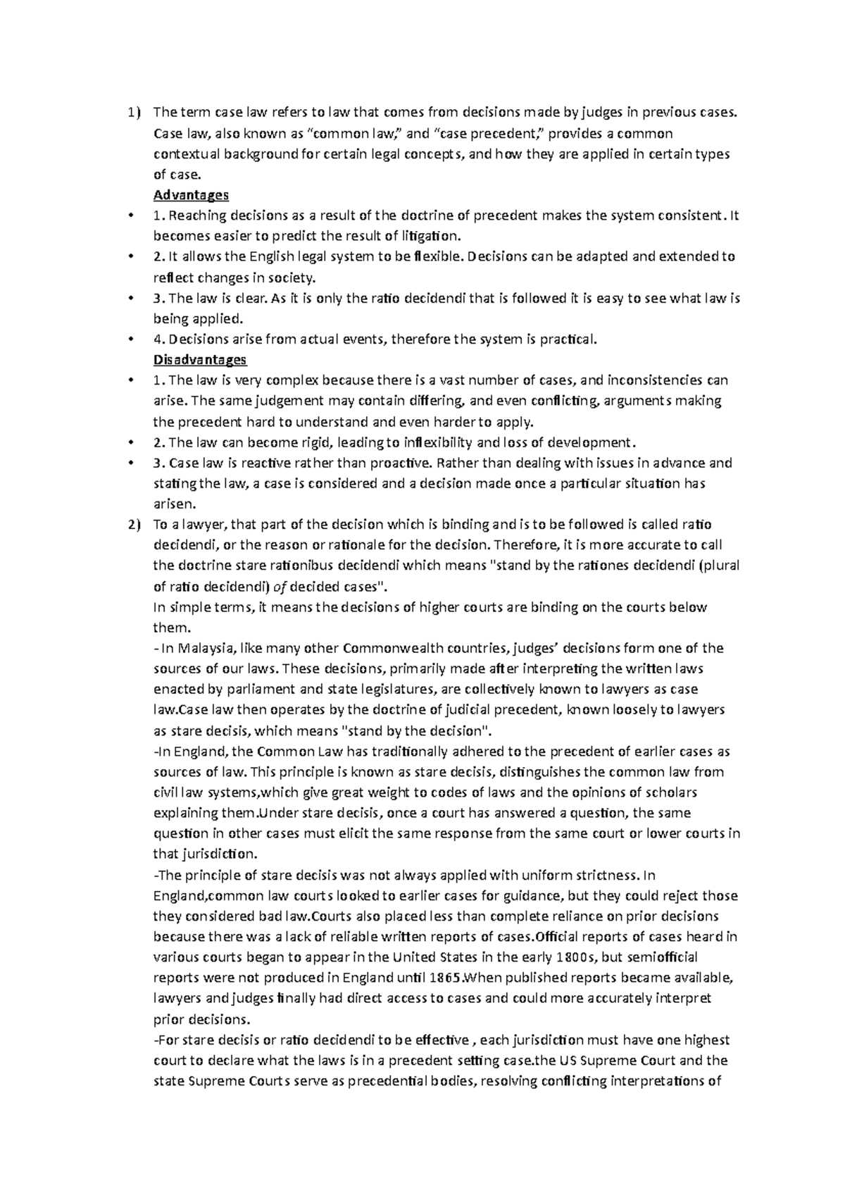 Tutorial 7 Legal Method - The Term Case Law Refers To Law That Comes 