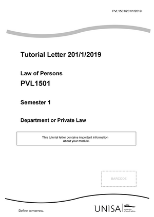 Tutorial Letter 201 2019 1 B With Assignment Answers - PAR1501/201/1 ...