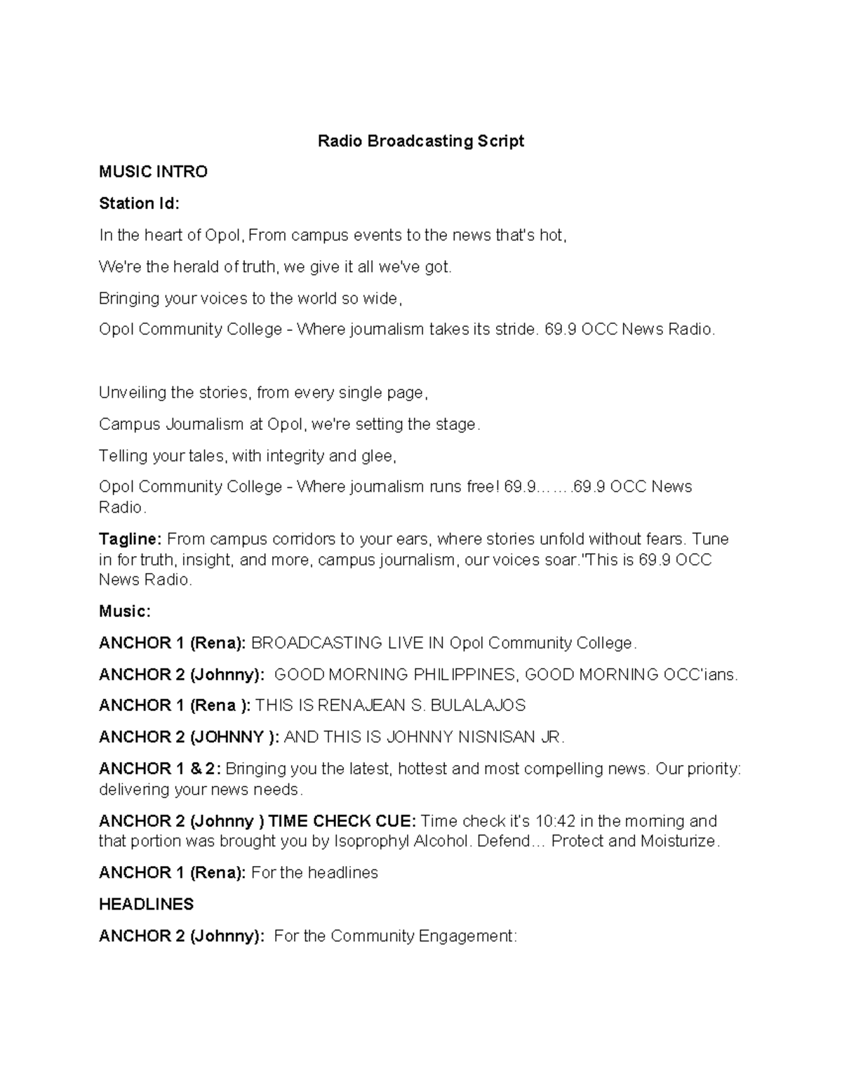 Radio-Broadcasting-Script-English - Radio Broadcasting Script MUSIC ...