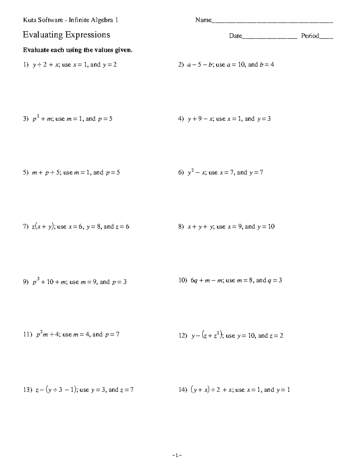 Evaluating Expressions - ©O h 280 x 1 a 2 W OKBuIt 1 aK ySSoMfbt 0 w 0 ...