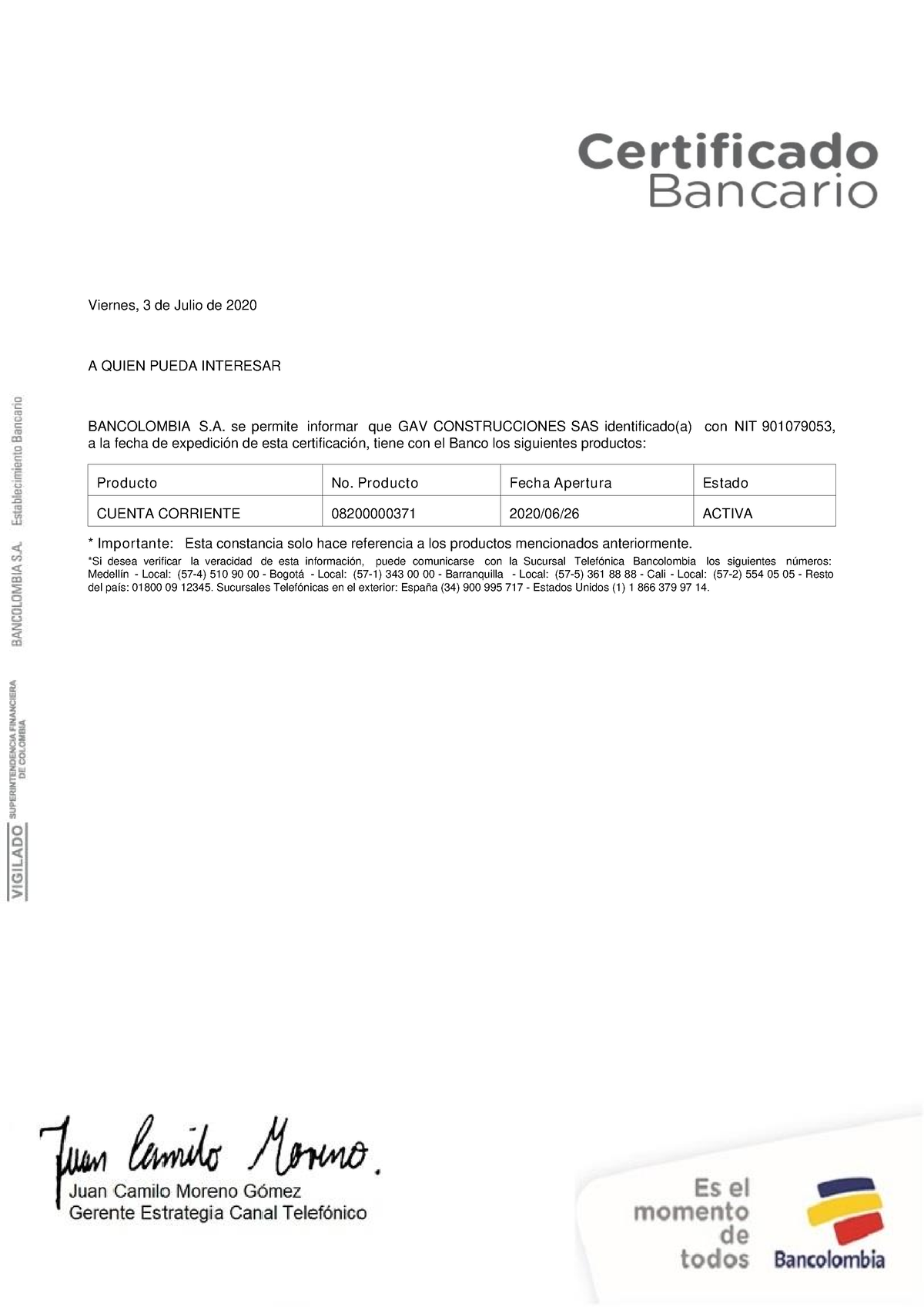 Certificado Bancario - AYUDA - Viernes, 3 De Julio De 2020 A QUIEN ...