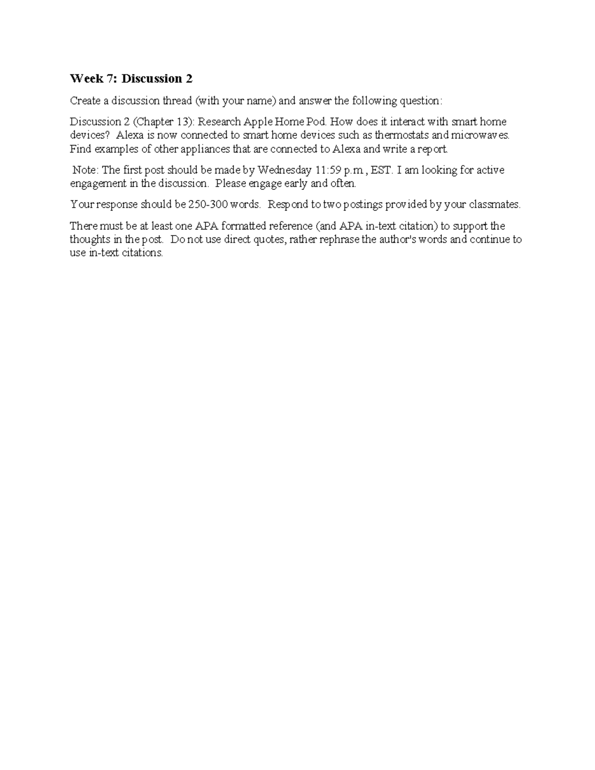 Week 7 BI Discussion 2 - Week 7: Discussion 2 Create a discussion ...