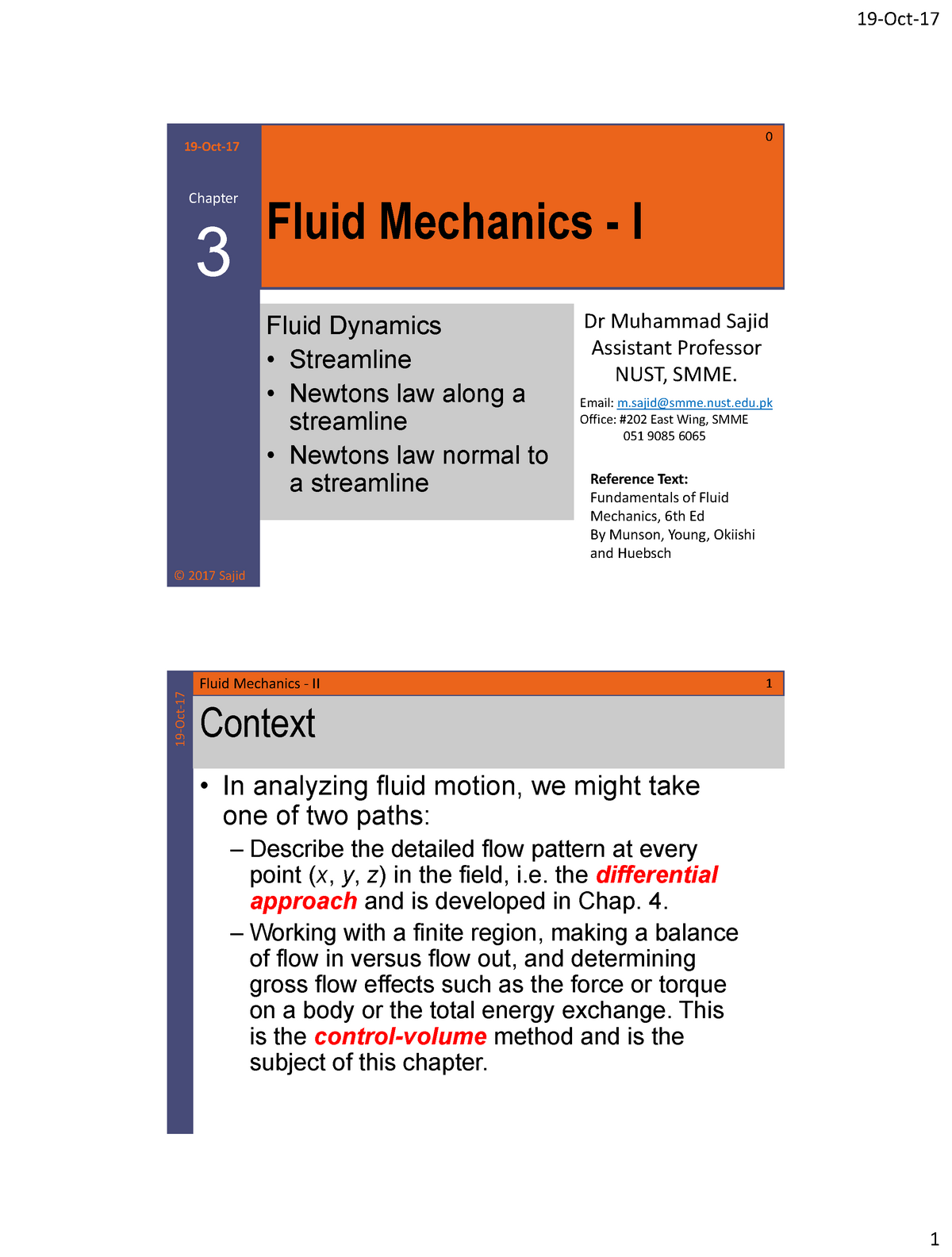 Week06 Chp03 Intro - LEcture Notes Of Chapter 6 Of Fluid MEchanics By ...