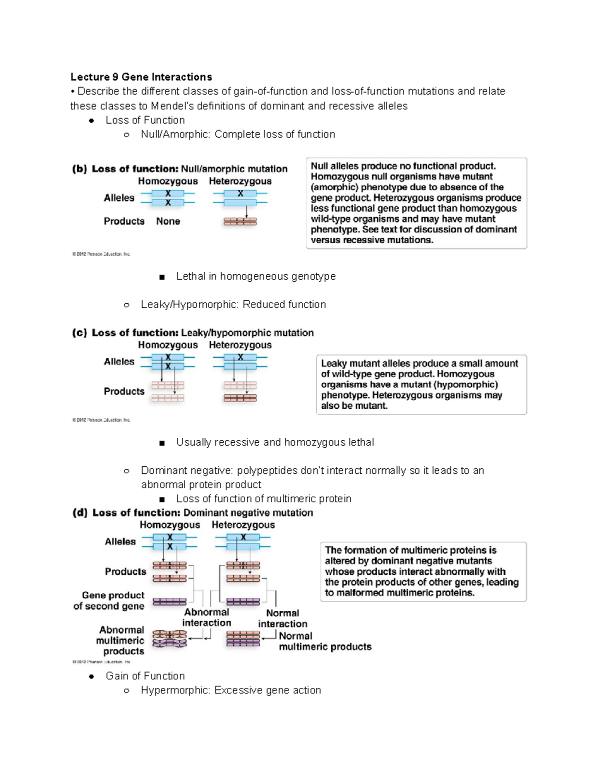 Bio97Learning Objectives Midterm 2 - Lecture 9 Gene Interactions ...
