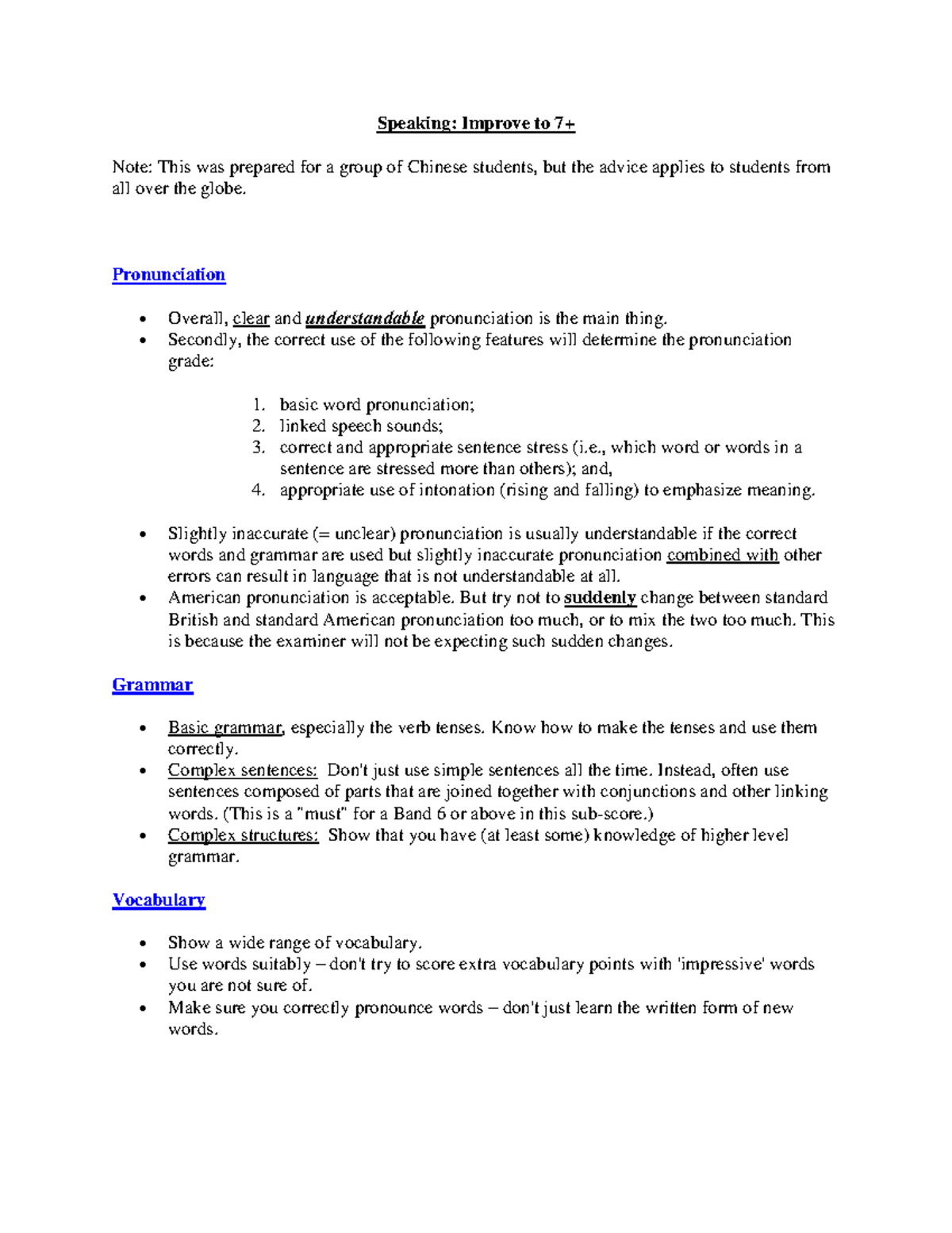 Speaking Improve to 7 - materials to practice spoken english for ielts ...
