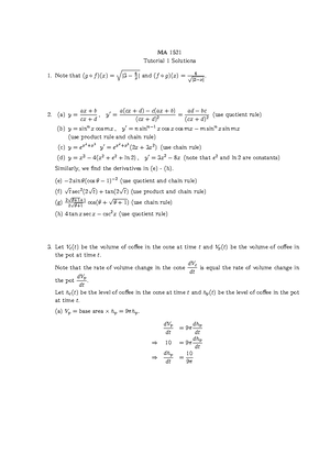 Solution TUTORIAL 9 CALCULUS CS 2020 TO 2021 SEMESTER - MA 1521 ...