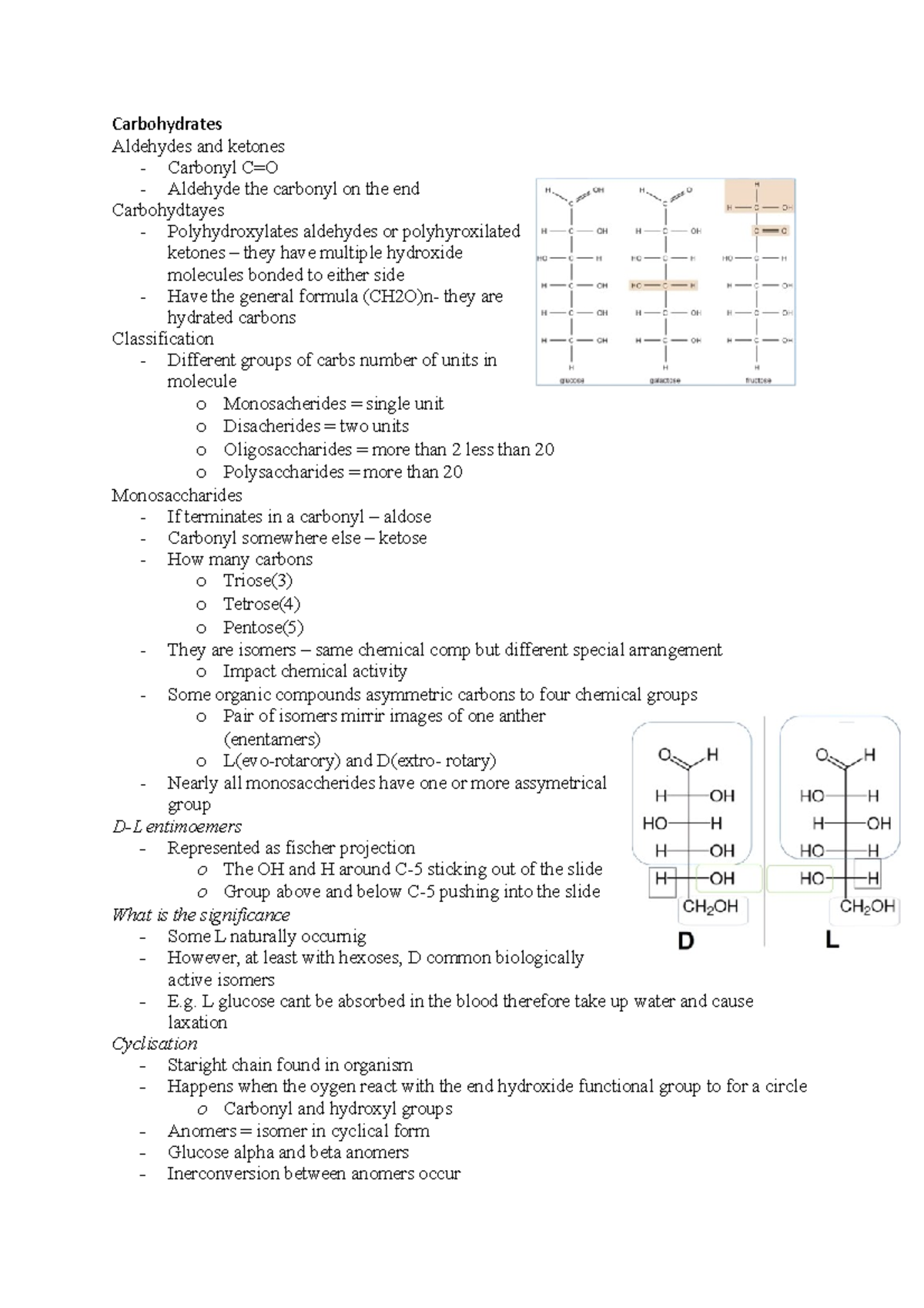 Carbohydrates and biochmeistry - Carbohydrates Aldehydes and ketones ...