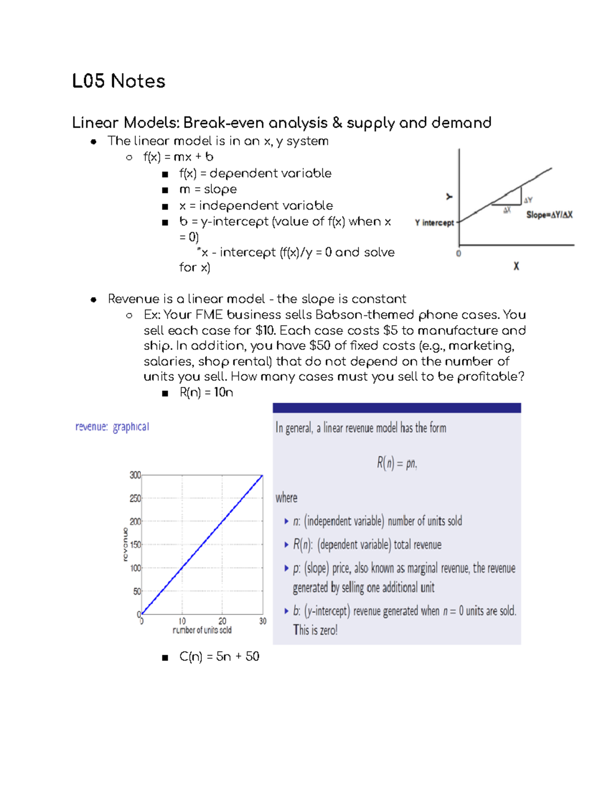 Linerar Models - Linear model notes - L05 Notes Linear Models: Break ...