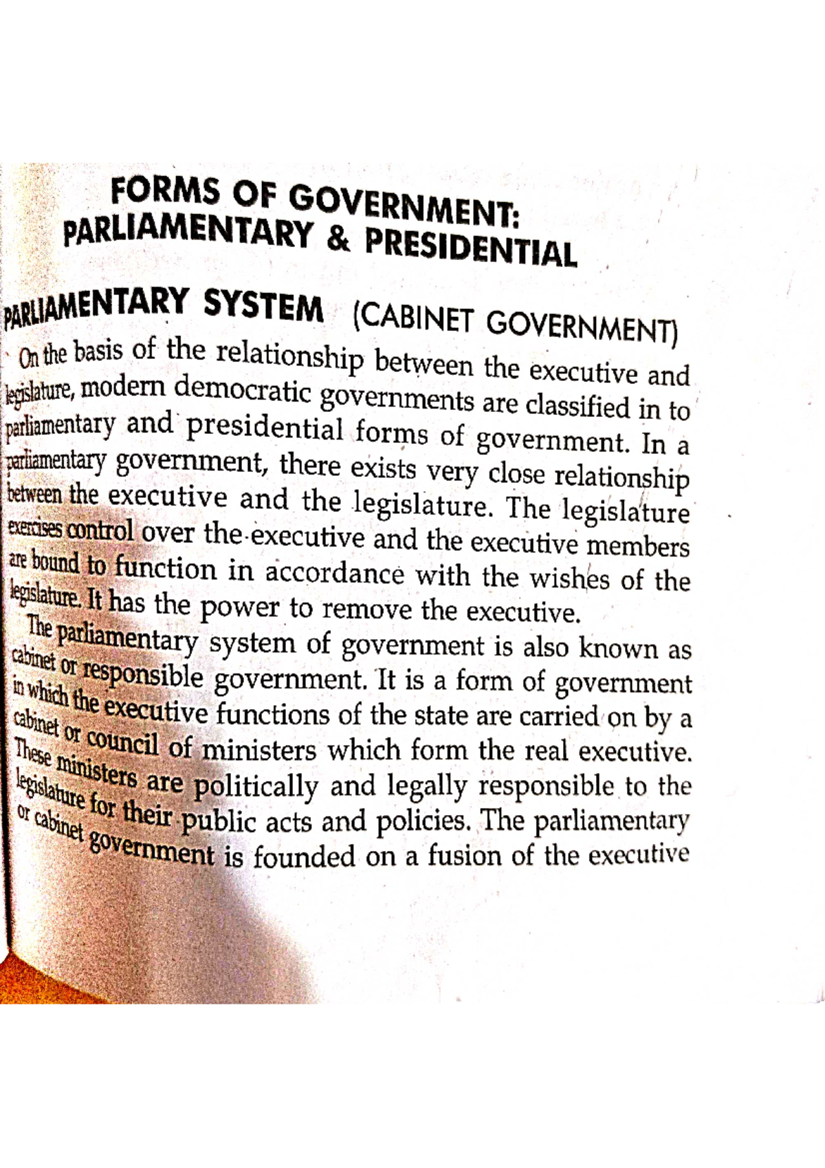 Forms of government(parliamentary system) Business law Studocu