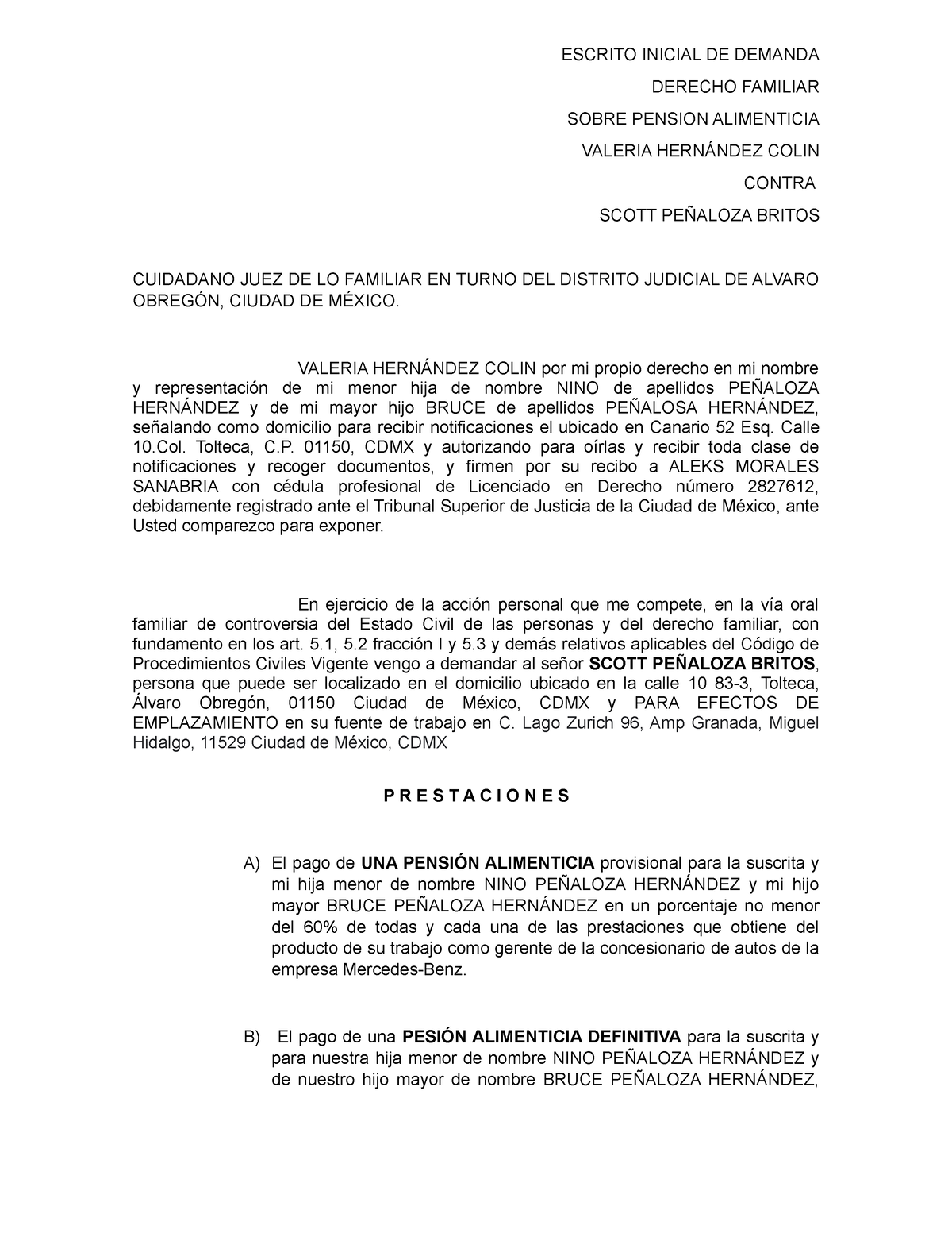 Demanda Inicial - Derecho Penal - UNAM - Studocu