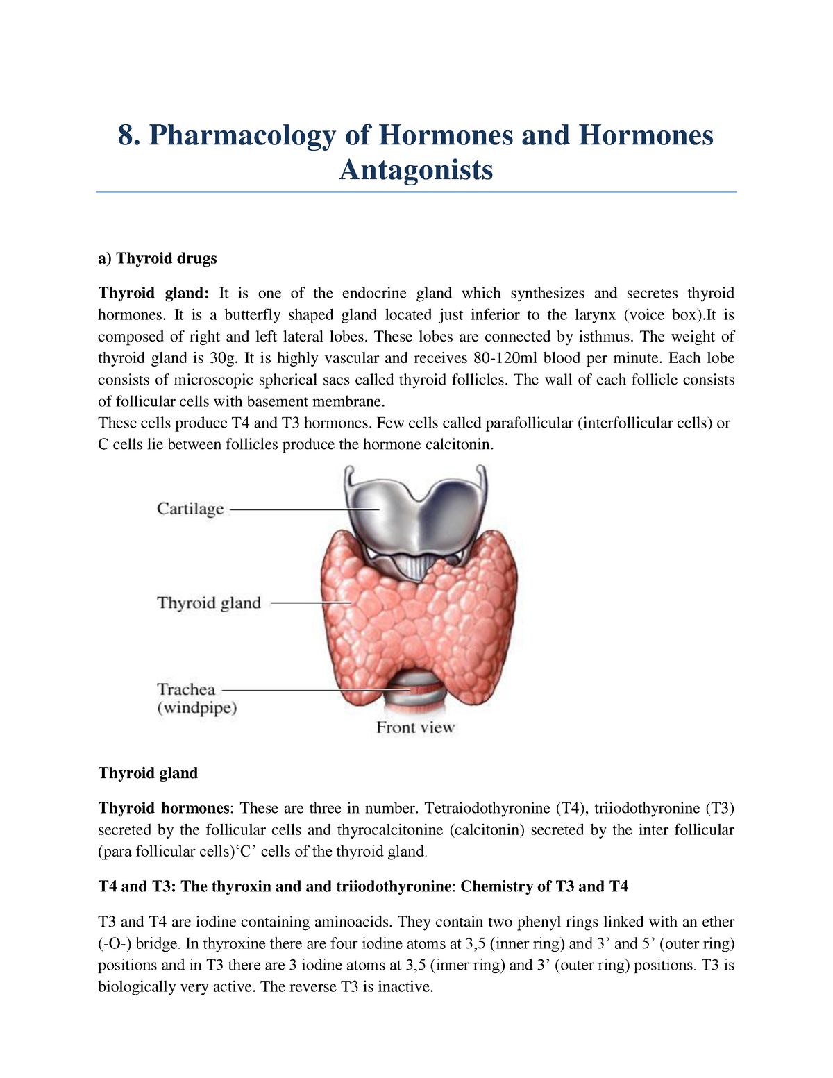 Hormones And Hormone Antagonist 8 Pharmacology Of Hormones And 