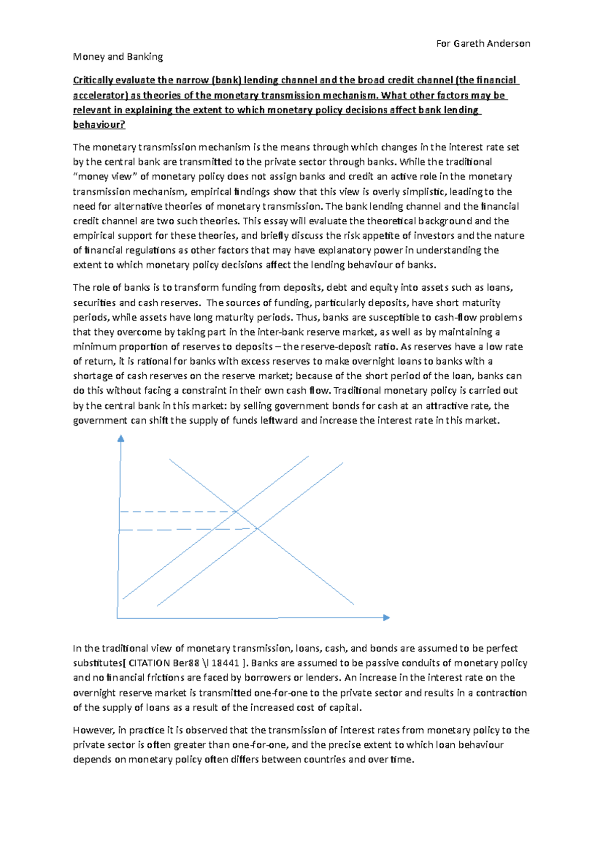 Money and Banking Essay 2 Transmission For Gareth Anderson Money and Banking