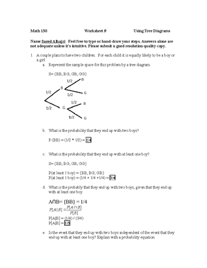 Worksheet-11-Binomial distribution solutions - Math 130 Worksheet 11 ...