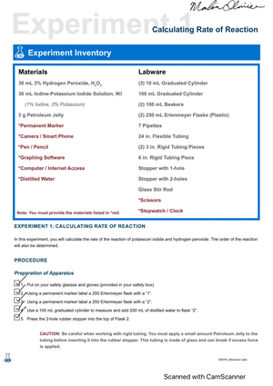 Chemistry Lab Experiment Sheet - CHEM 1121 - Studocu
