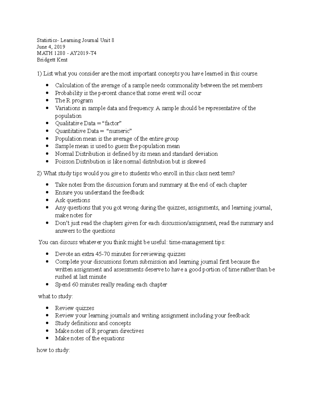 MATH 1280 Learning Journal Unit 8 - Statistics- Learning Journal Unit 8 ...