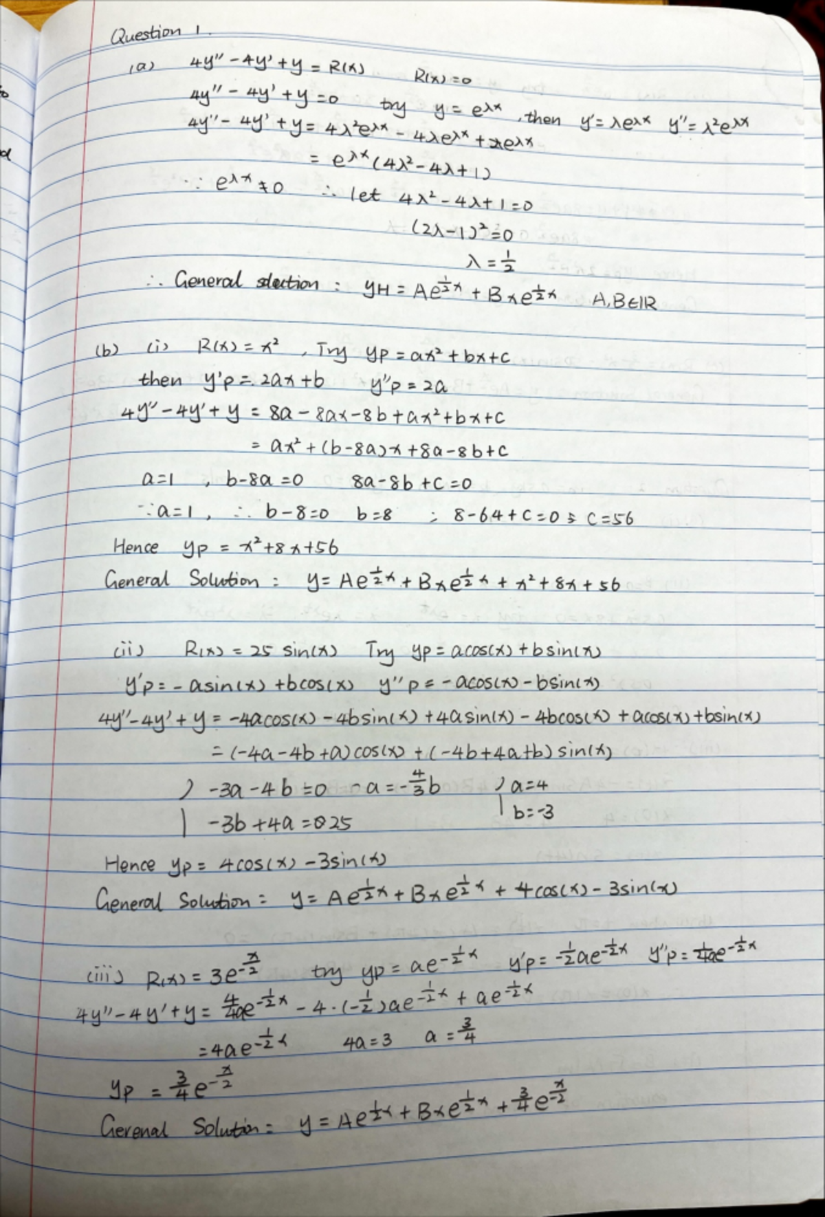Cal 2 ass 6 - solution - Question (a) ty RIA RIX t 412er 4xerx tzerx ...