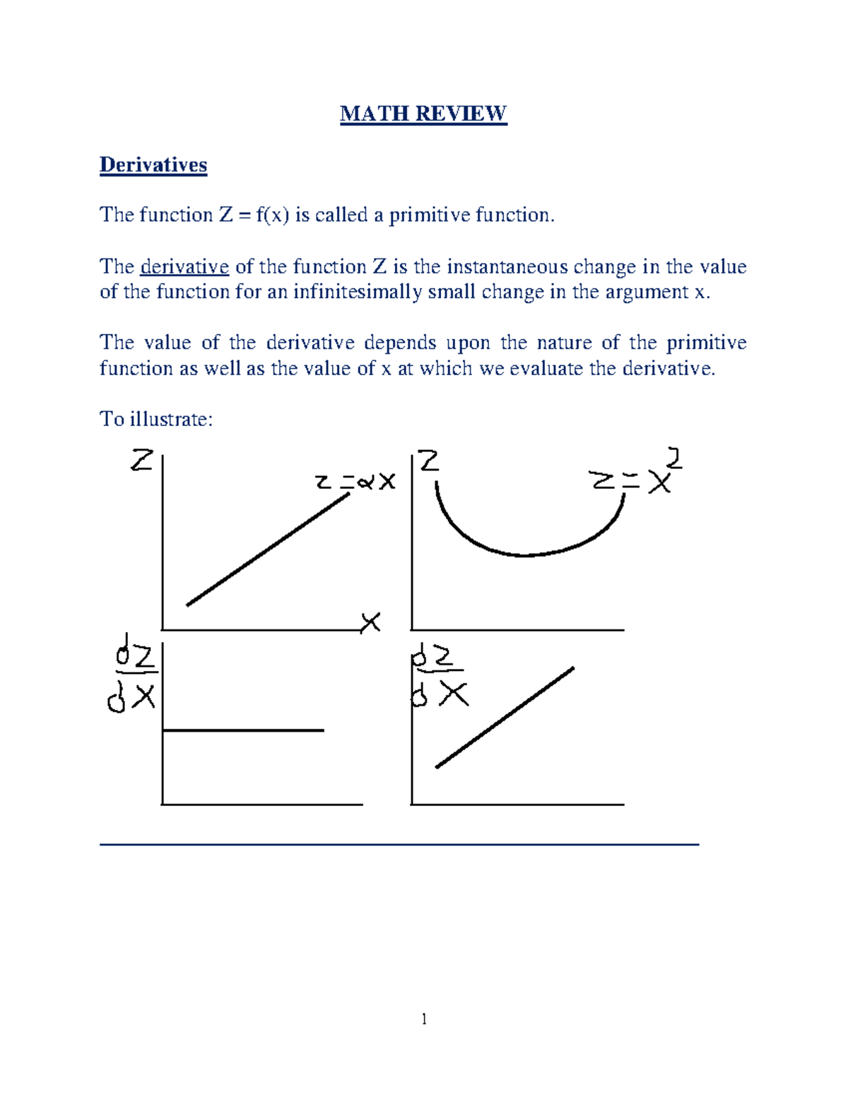 Math Review - Math concepts on calculus for the module - MATH REVIEW ...