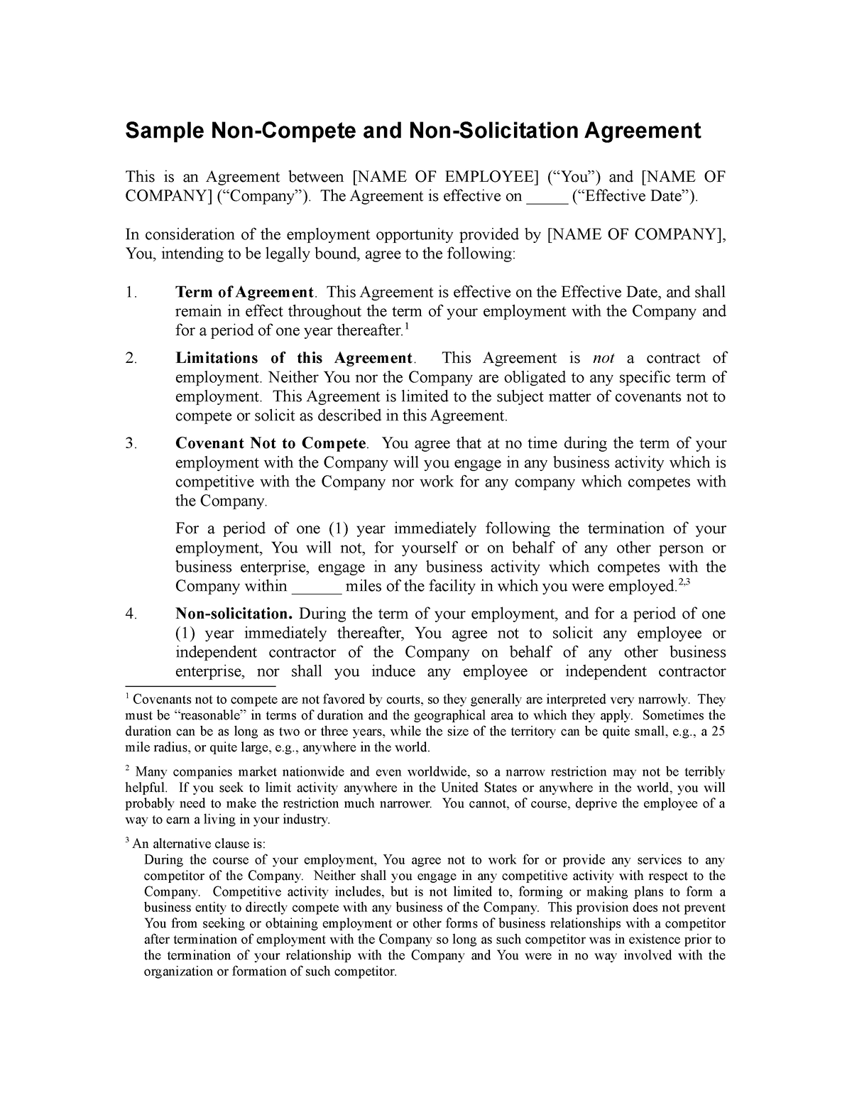 Sample and NonSolicitation Agreement The Agreement is