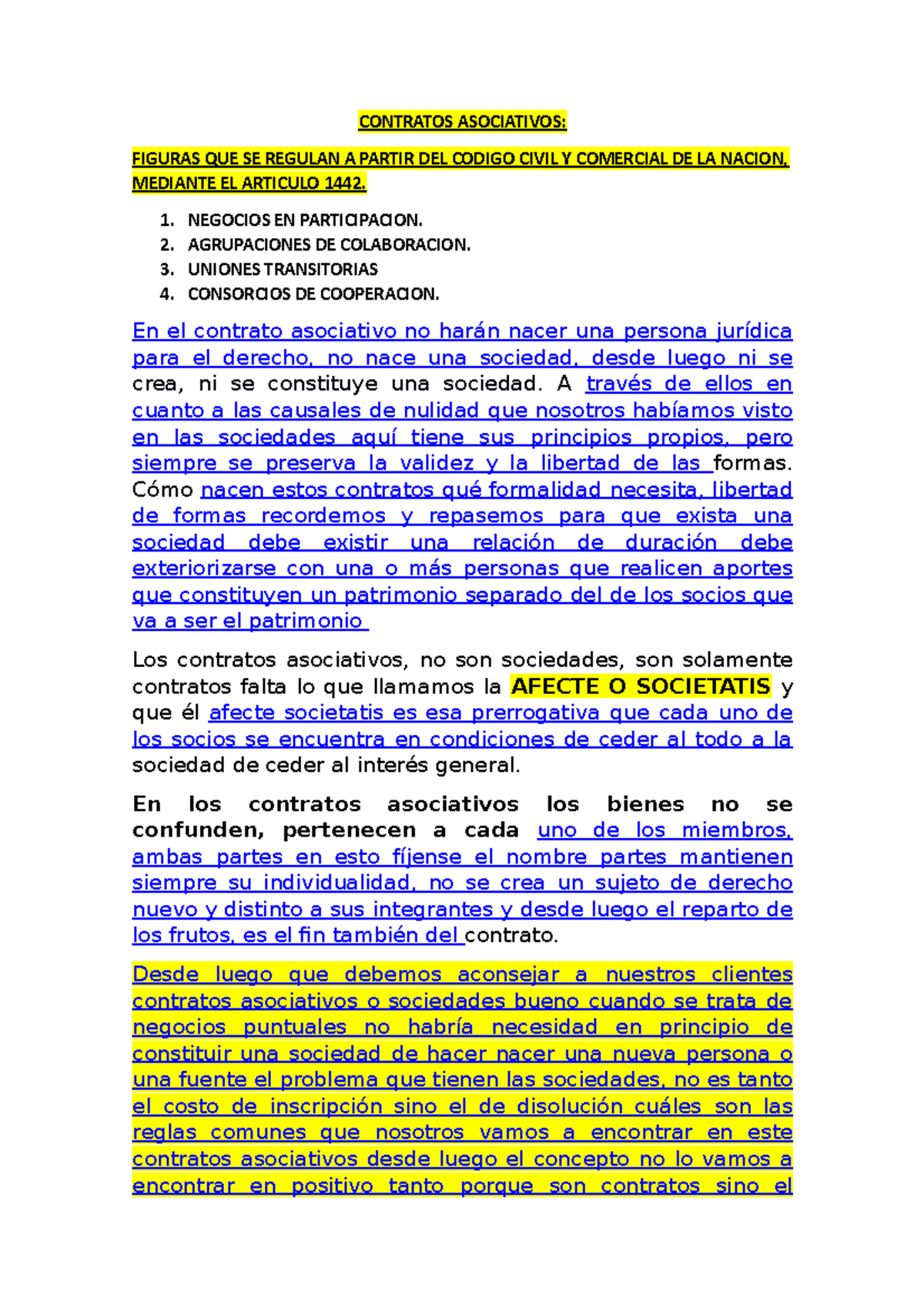 Contratos Asociativos CODIGO CIVIL Y COMERCIAL - CONTRATOS ASOCIATIVOS ...