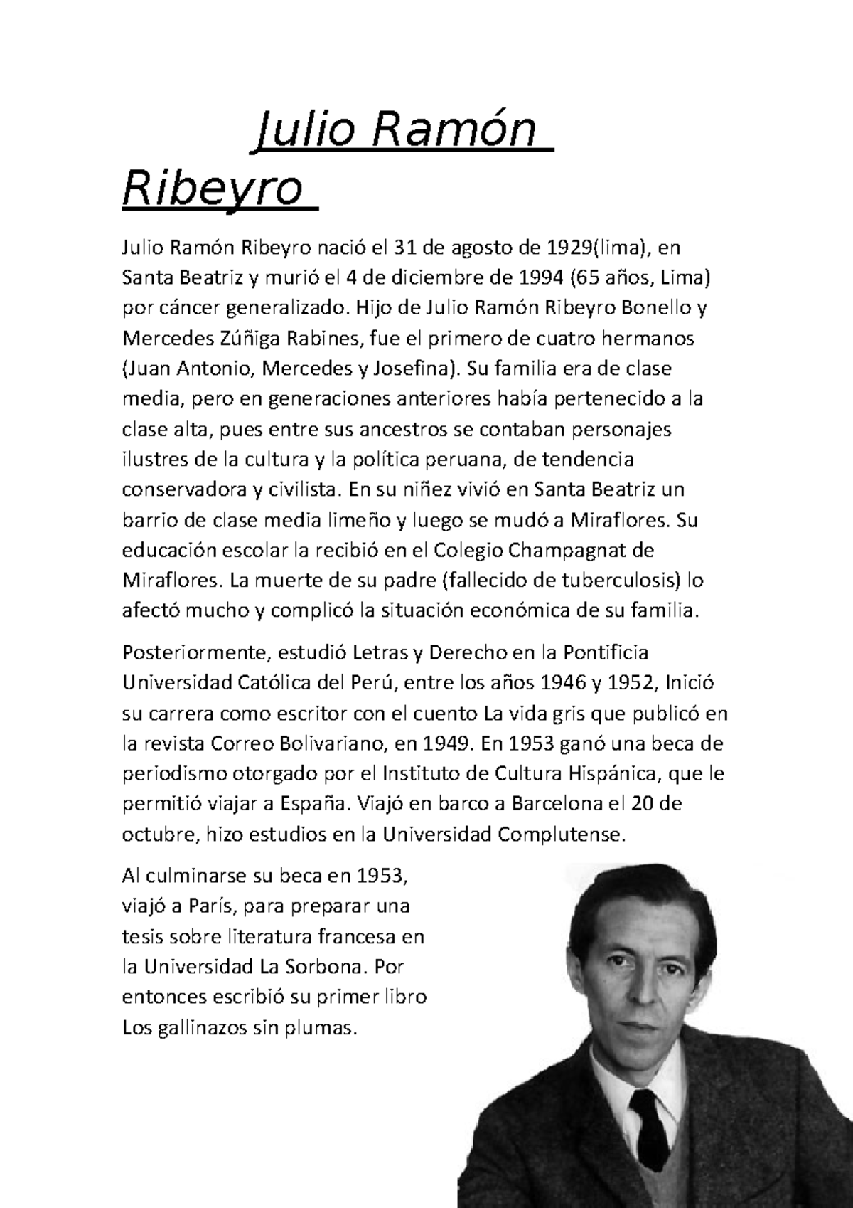 Julio Ramón Ribeyro - pppp - Julio Ramón Ribeyro Julio Ramón Ribeyro ...