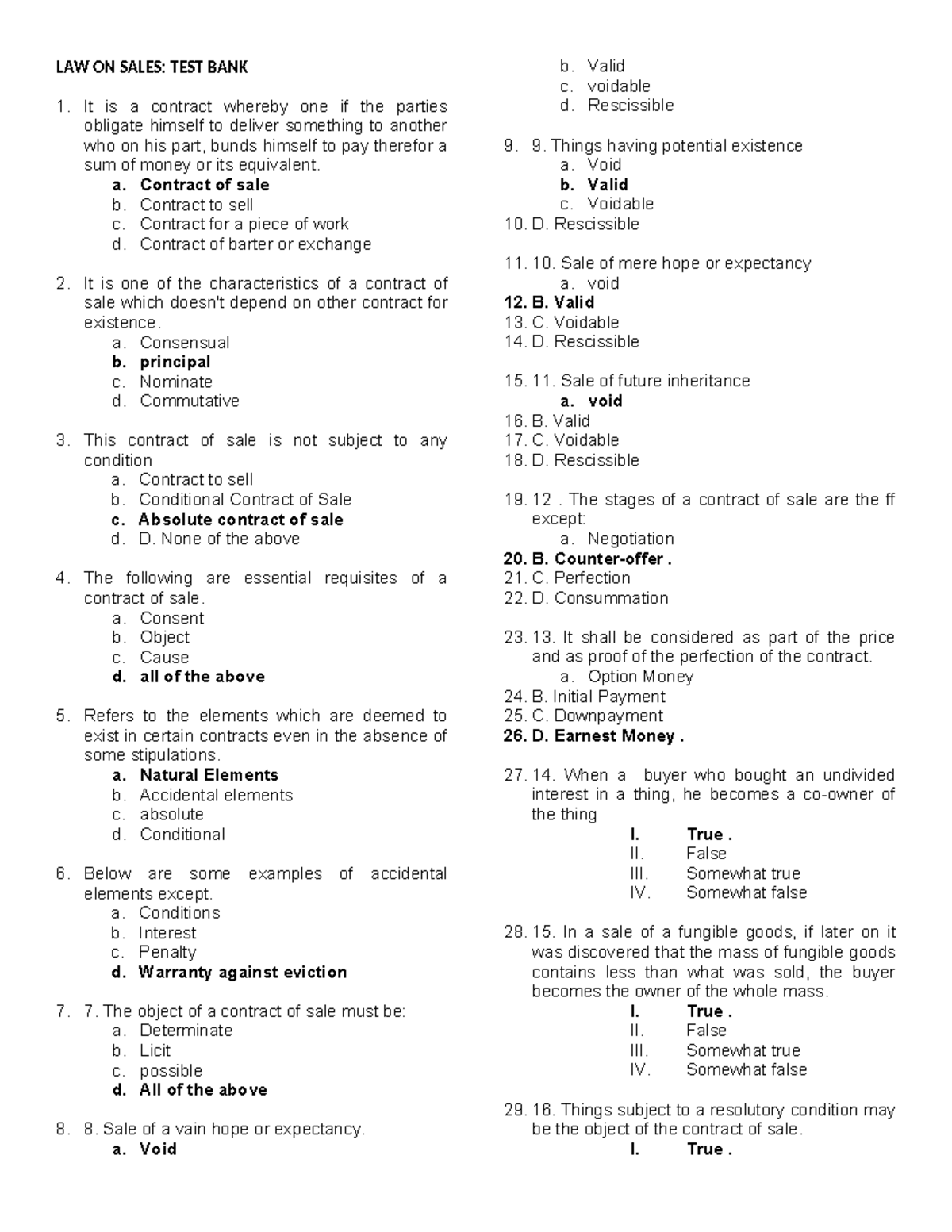 447350431 100 questions law on sales with answers - LAW ON SALES: TEST ...