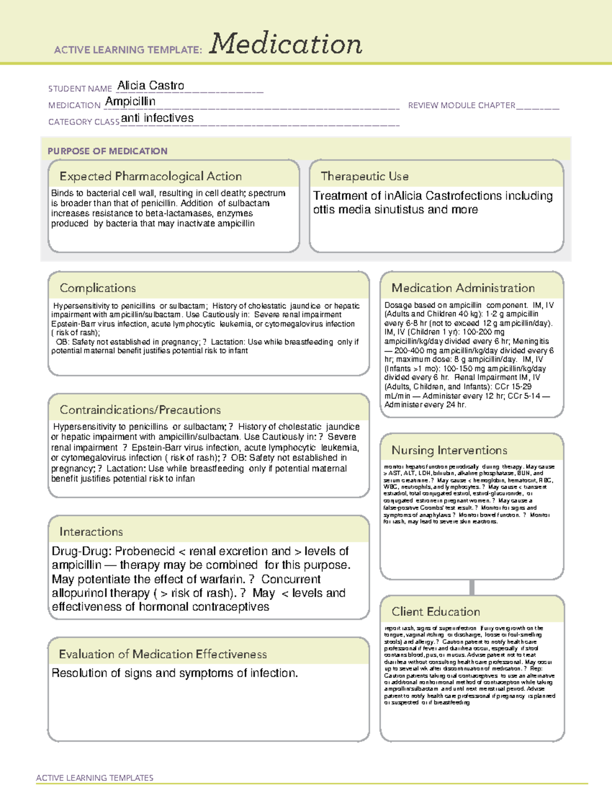 Ampicillin medication active learining tem[;ate - ACTIVE LEARNING ...