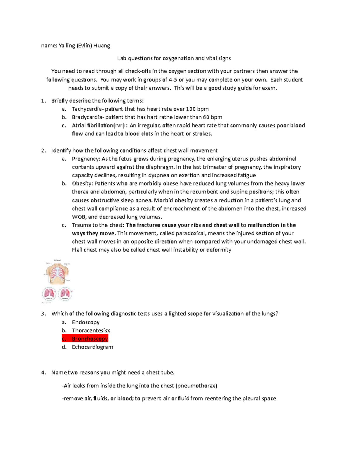 Lab questions for oxygenation and vital signs(1) name Ya ling (Evlin