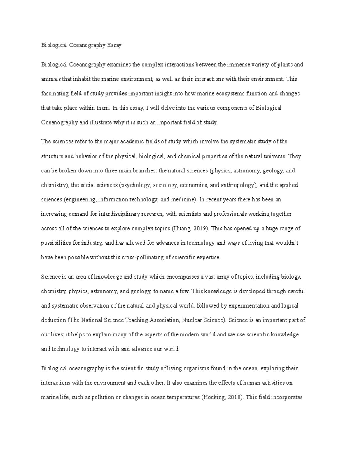 Biological Oceanography Essay - Biological Oceanography Essay ...