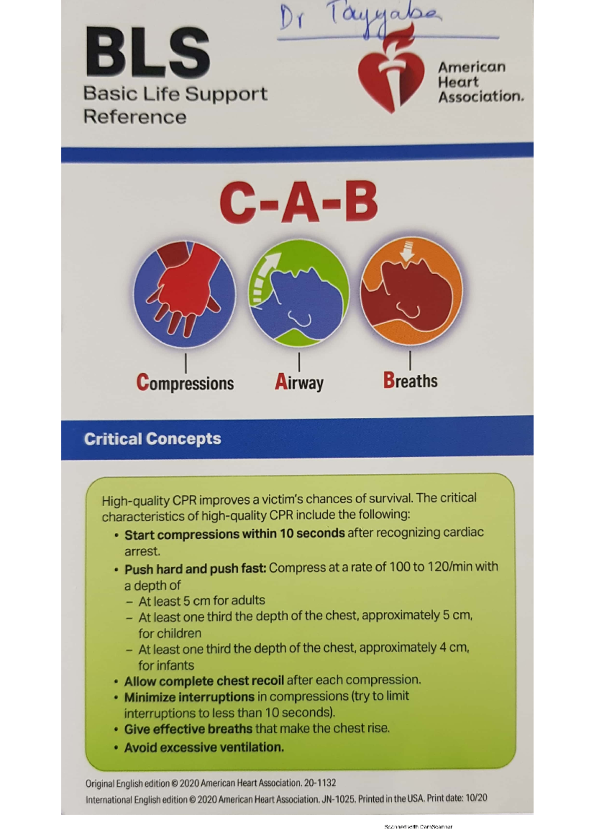 AHA(American Heart Association) BLS guidelines Fundamental of nursing