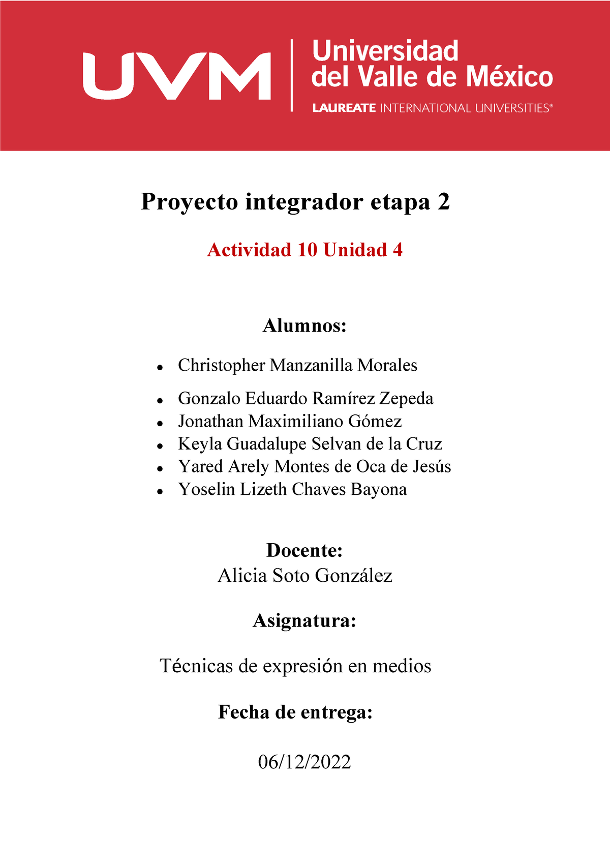 A10 Equipo 6 - Actividad Con Calificación De 10 - Proyecto Integrador ...