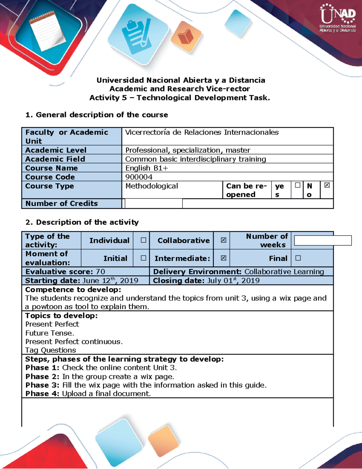 Activity guide and Evaluation Rubric Activity 5 Technology Development ...