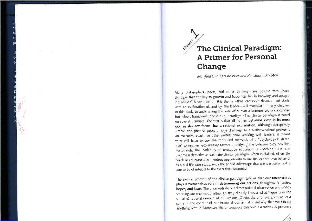 Coach and Couch Chapter 1 \ The Glinical Paradigm A Primer for