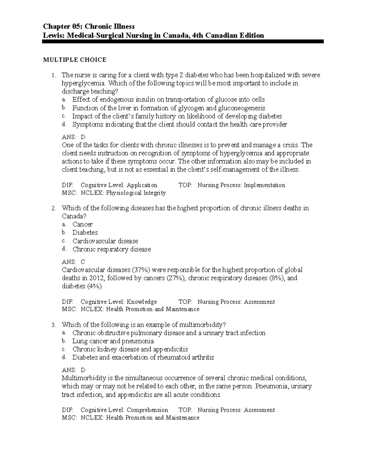 Theoretical Foundations of Nursing Practice, Chapter 05 Chronic