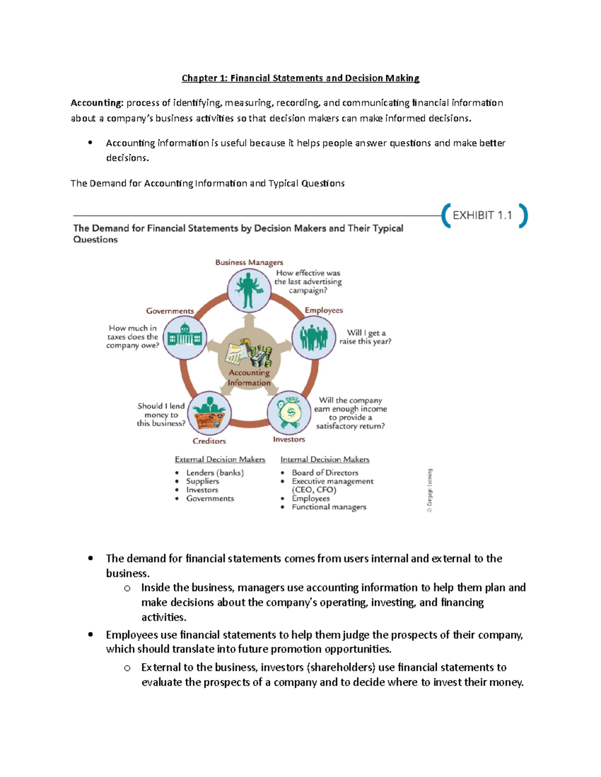 Chapter 1-Financial Statements and Decision Making - Chapter 1 ...