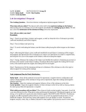 Lab Investigation Proposal Practice Example with Answers - DATE: 9/15 ...