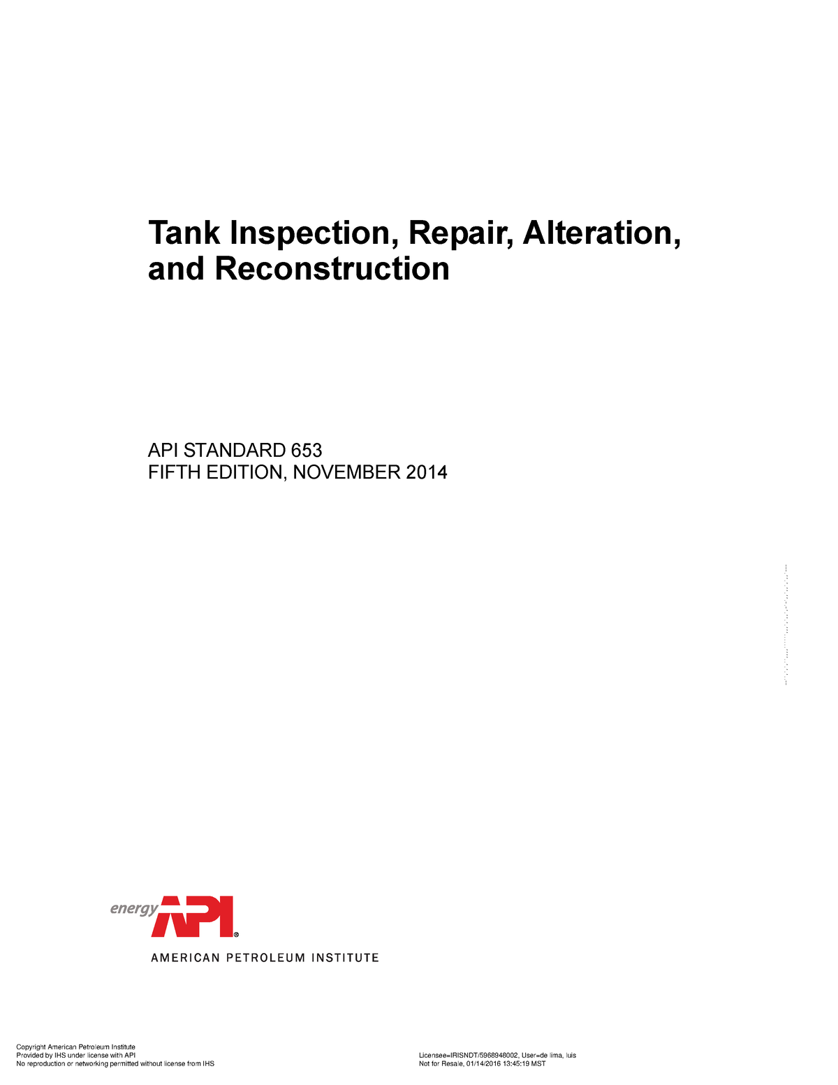 API 653 2014-1 - NORMA API 653 2014 - Tank Inspection, Repair ...