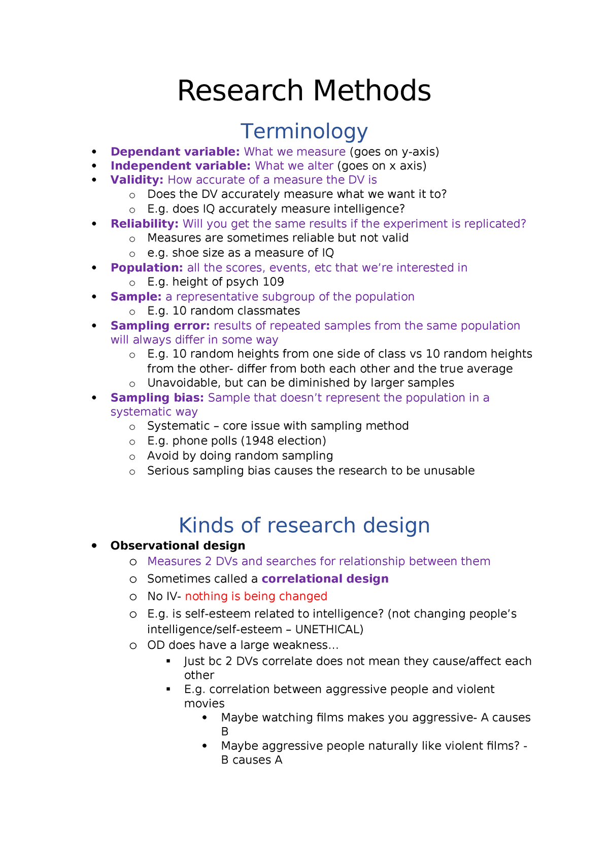 1. Research Methods Notes - StuDocu