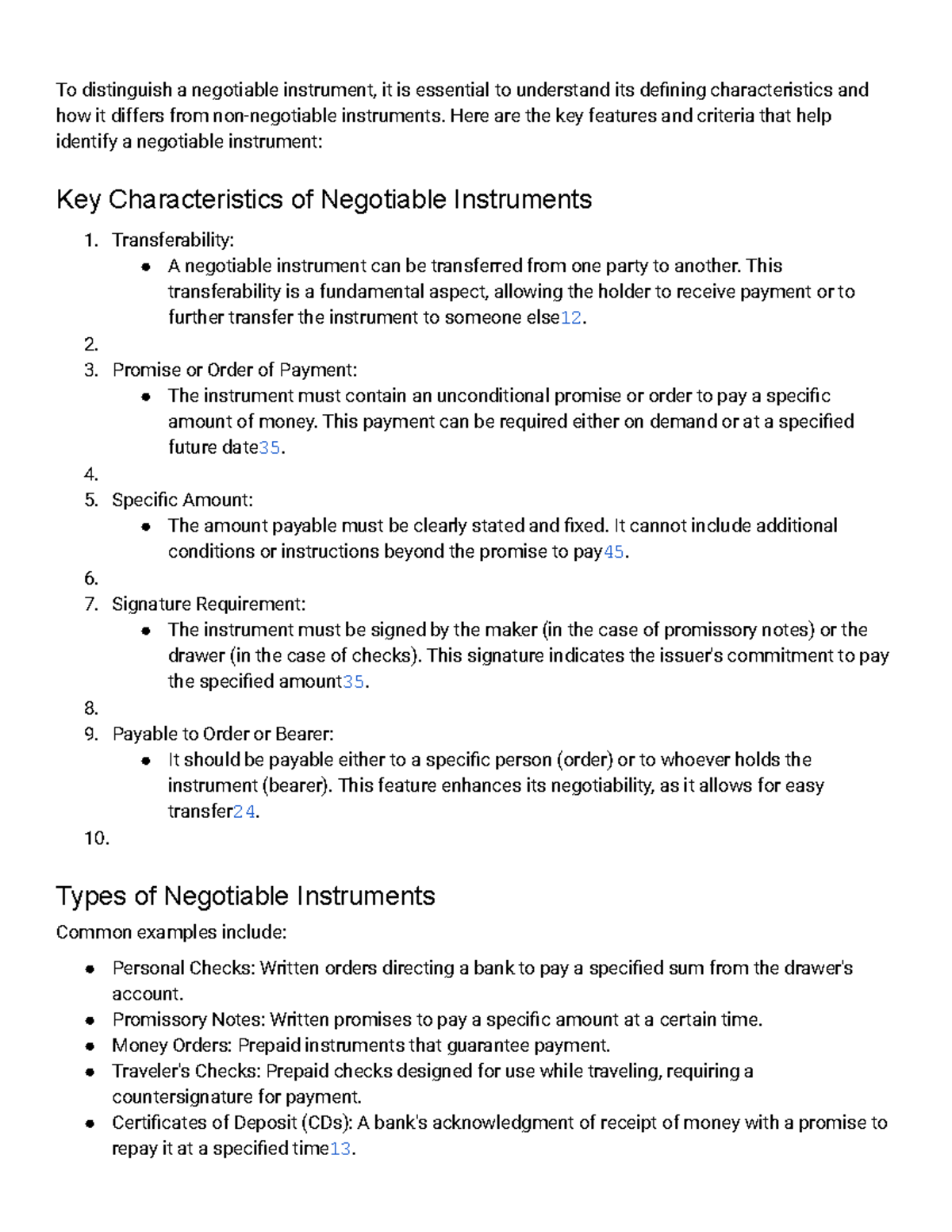 To distinguish a negotiable instrument, it is essential to understand ...