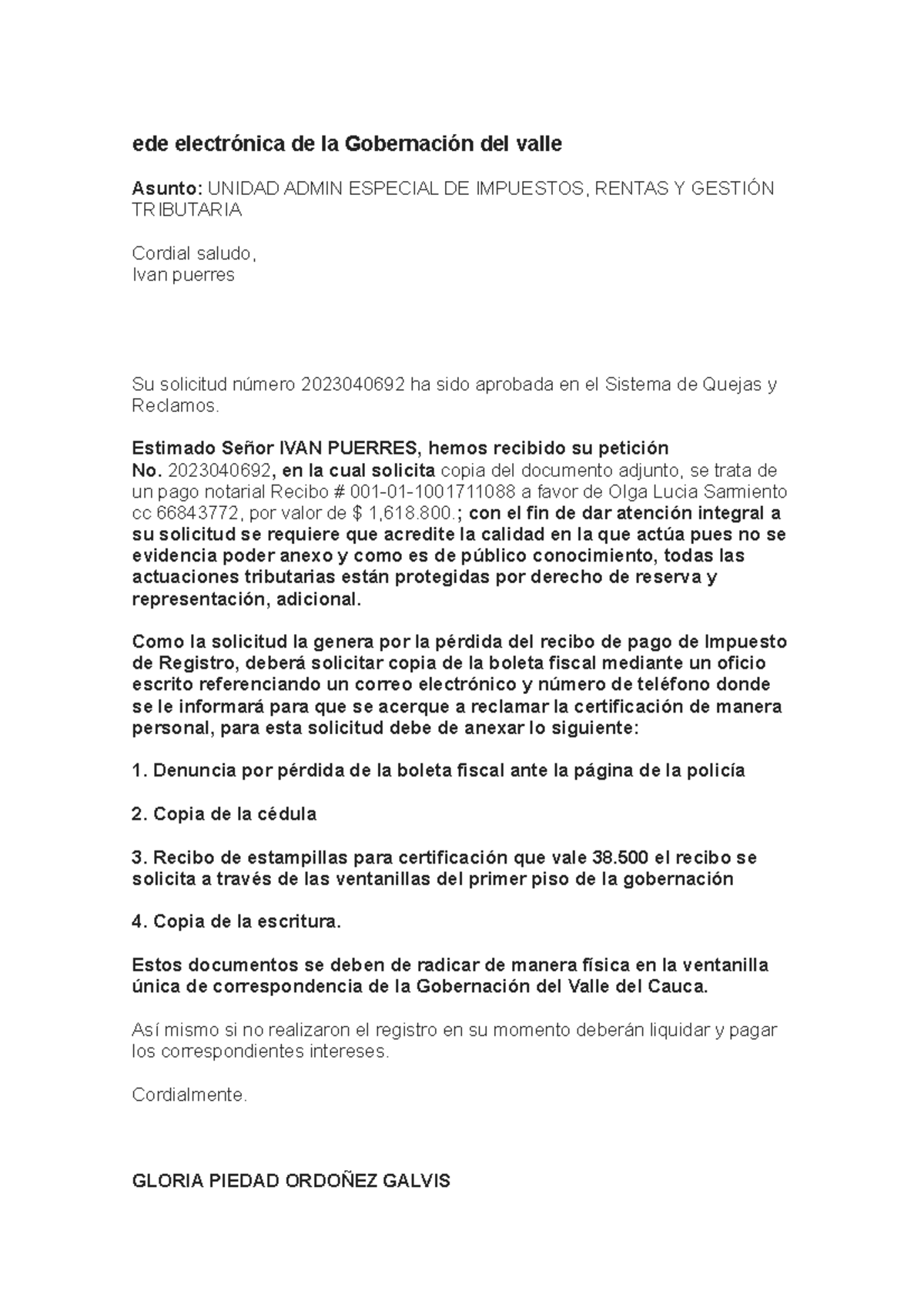 Ede electrónica de la Gobernación del valle - ede electrónica de la ...