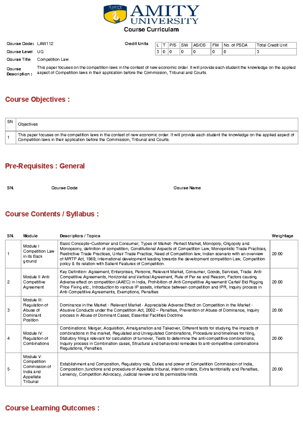 Course Curriculum - Cirriculum - Course Objectives : Pre-Requisites ...