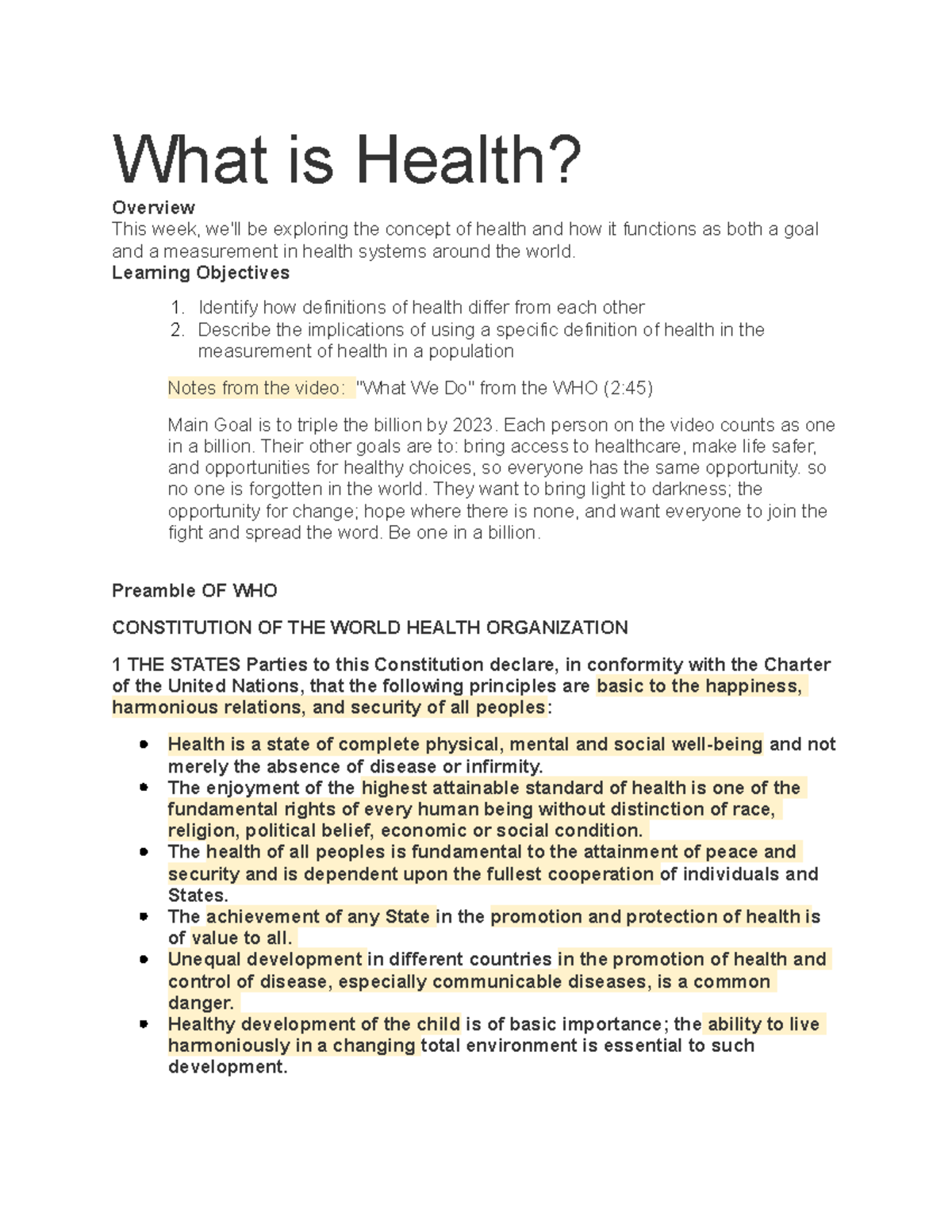 What is health - What is Health? Overview This week, we'll be exploring ...