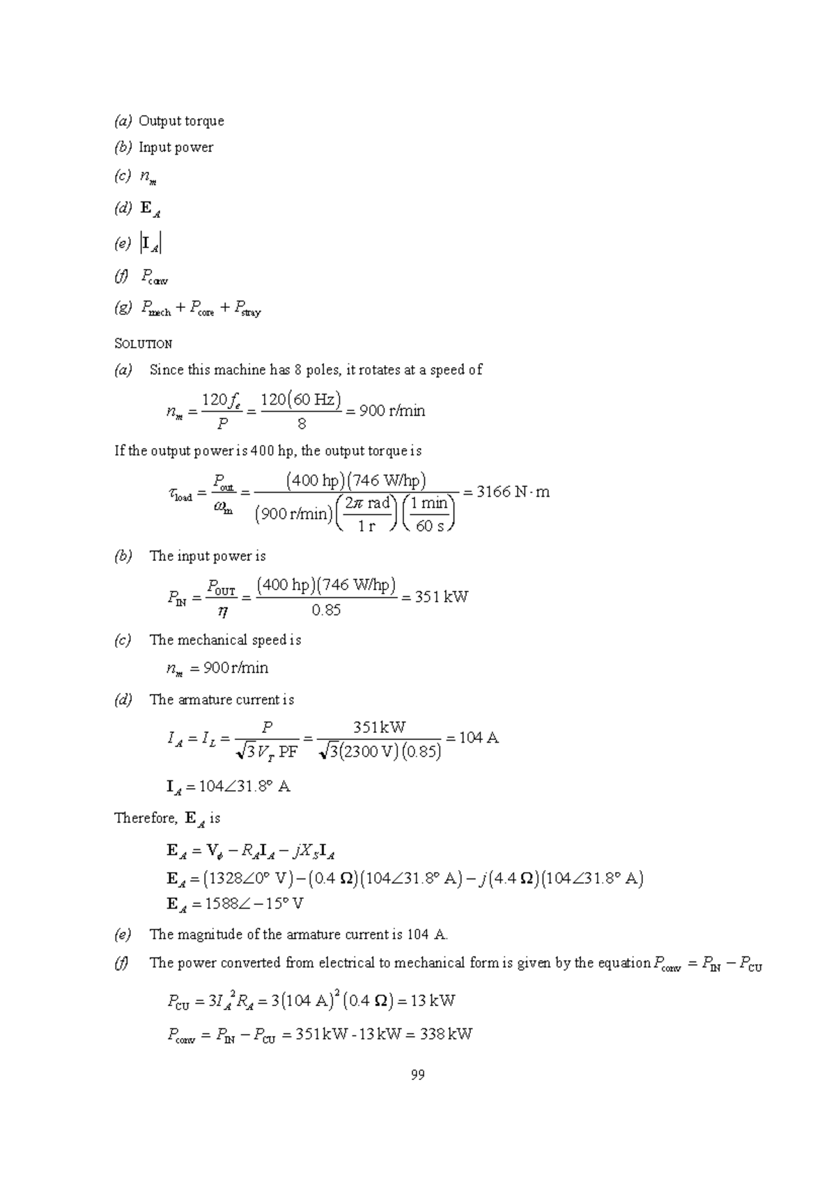 Electric Machinery And Power System Fundamentals18 (a) Output torque