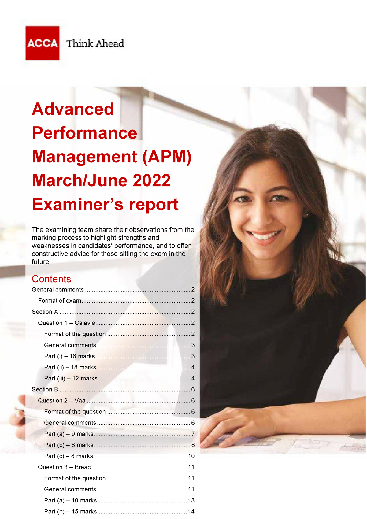 Apm examiner s report march june 2022 Examiner s report APM