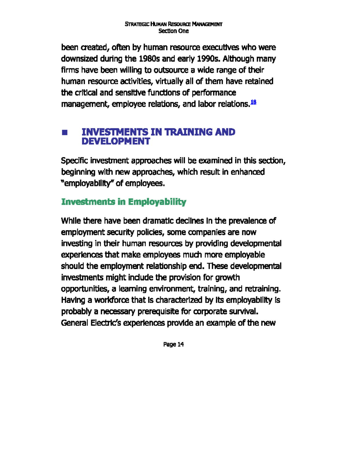 Investments IN Training AND Development Human Resource Management