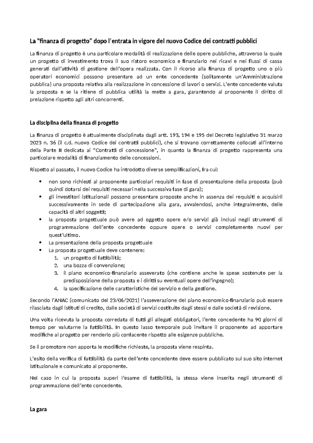 Project financing - La “finanza di progetto” dopo l’entrata in vigore ...