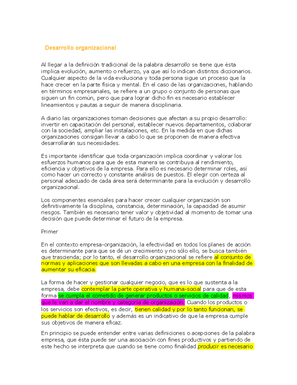Desarrollo organizacional y procesos de cambio - Desarrollo ...