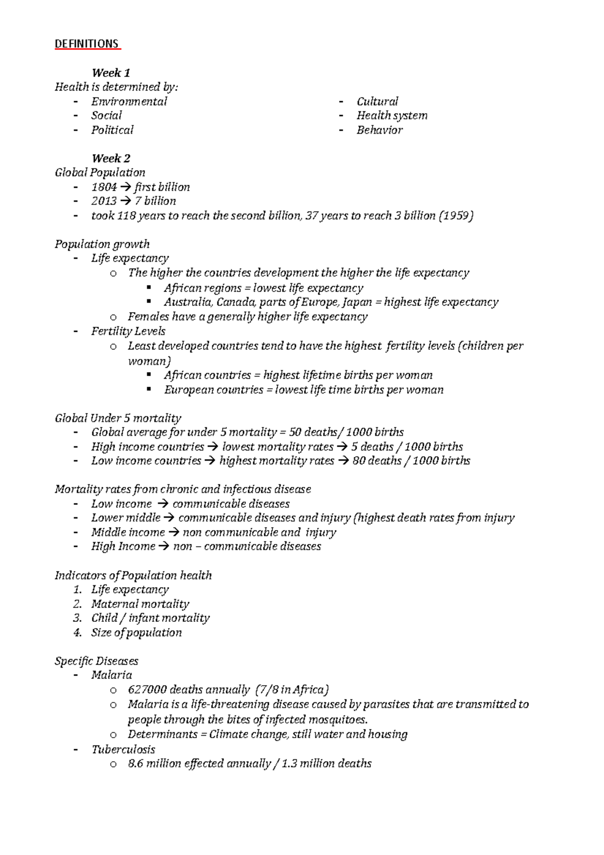 EOS-notes - Summary Health Challenges 21St Century - DEFINITIONS Week 1 ...