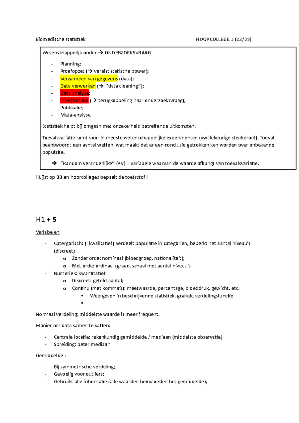 Biomedische Statistiek En Epidemiologie - Biomedische Statistiek ...